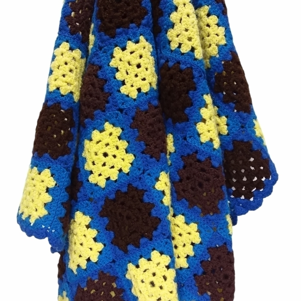 Handmade Granny Square Crocheted Baby Blanket - Picture 3 of 4